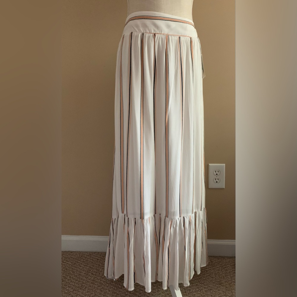 Ivory Striped Maxi Skirt